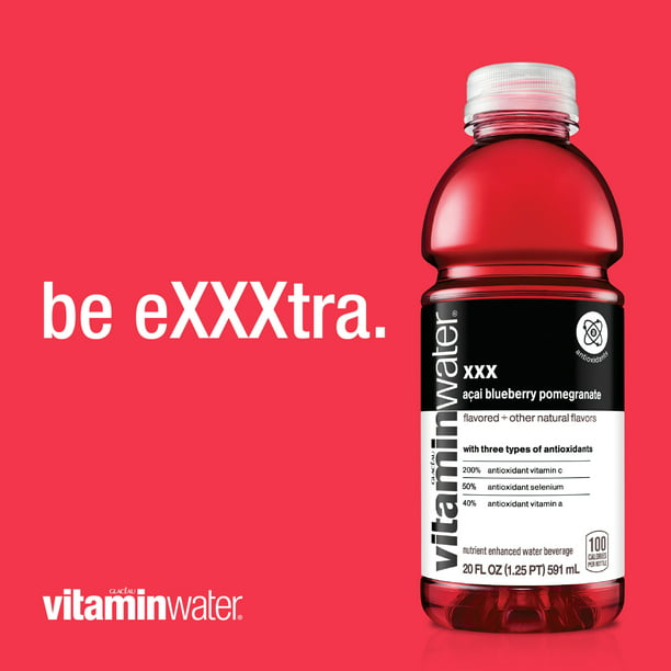 Vitaminwater xxx agua mejorada con electrolitos acai arándano granada botella de 20 fl oz