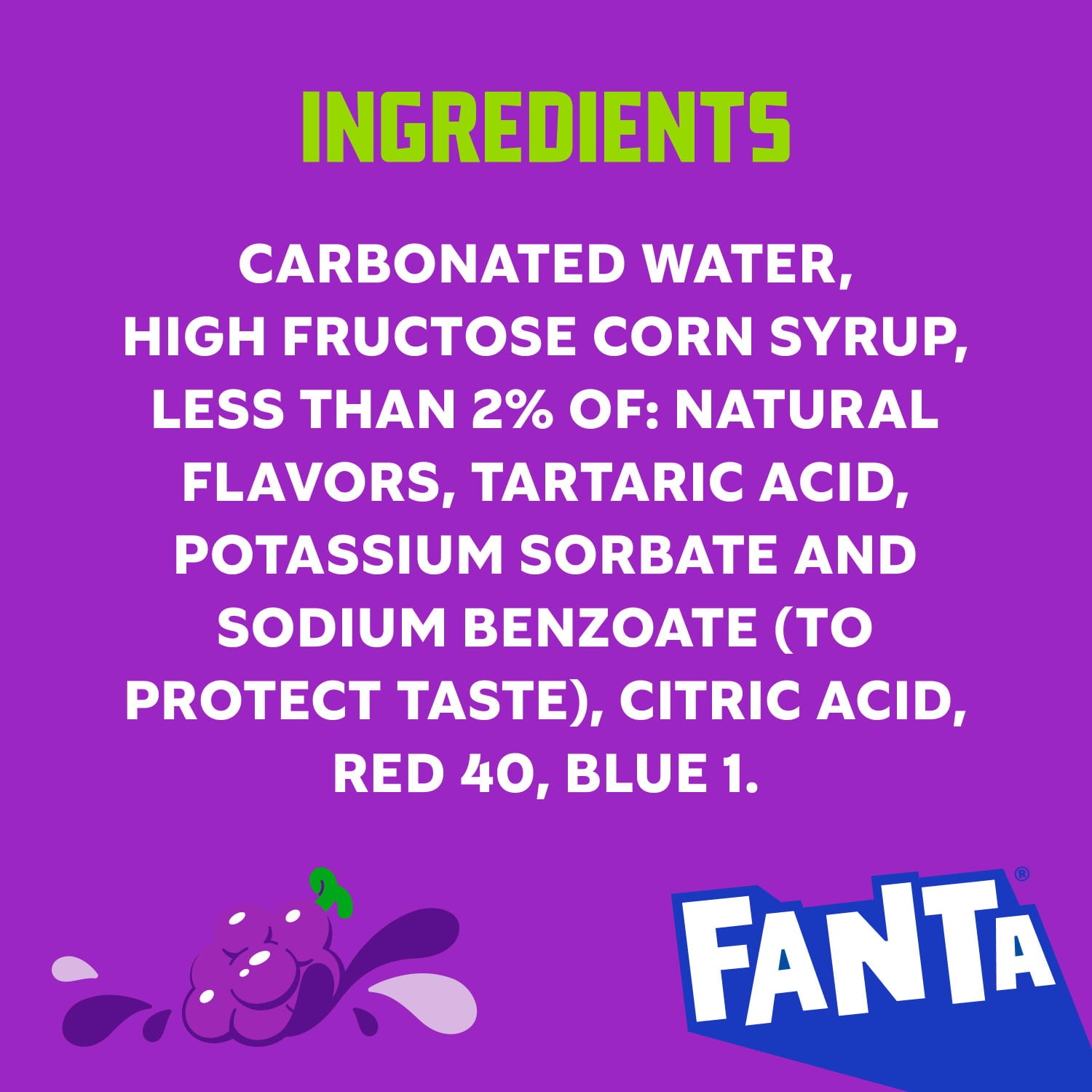 Fanta Grape Fruit Soda Pop 2 Liter Bottle