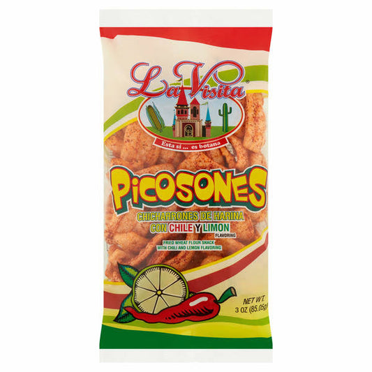 La Visita Picosones Fried Wheat Flour Snack with Chili and Lemon Flavoring 3 oz