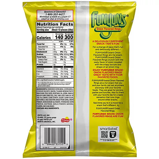 Anillos con sabor a cebolla Funyuns 2 1/8 oz