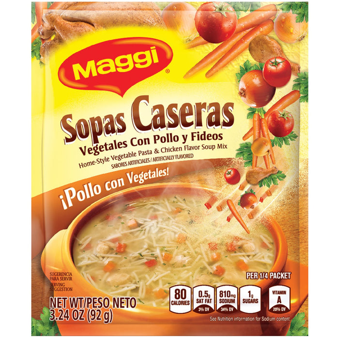 Maggi Home-Style Pasta vegetal y mezcla de sopa con sabor a pollo 3.24 oz