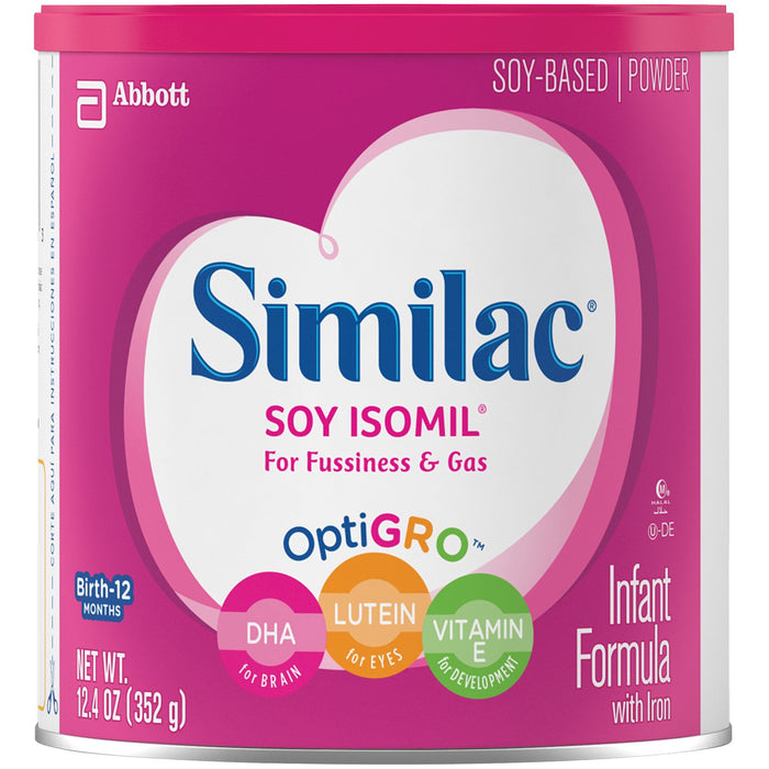 Similac Soy Isomil OptiGro Fórmula infantil con polvo a base de soja de hierro 0-12 meses 12.4 oz