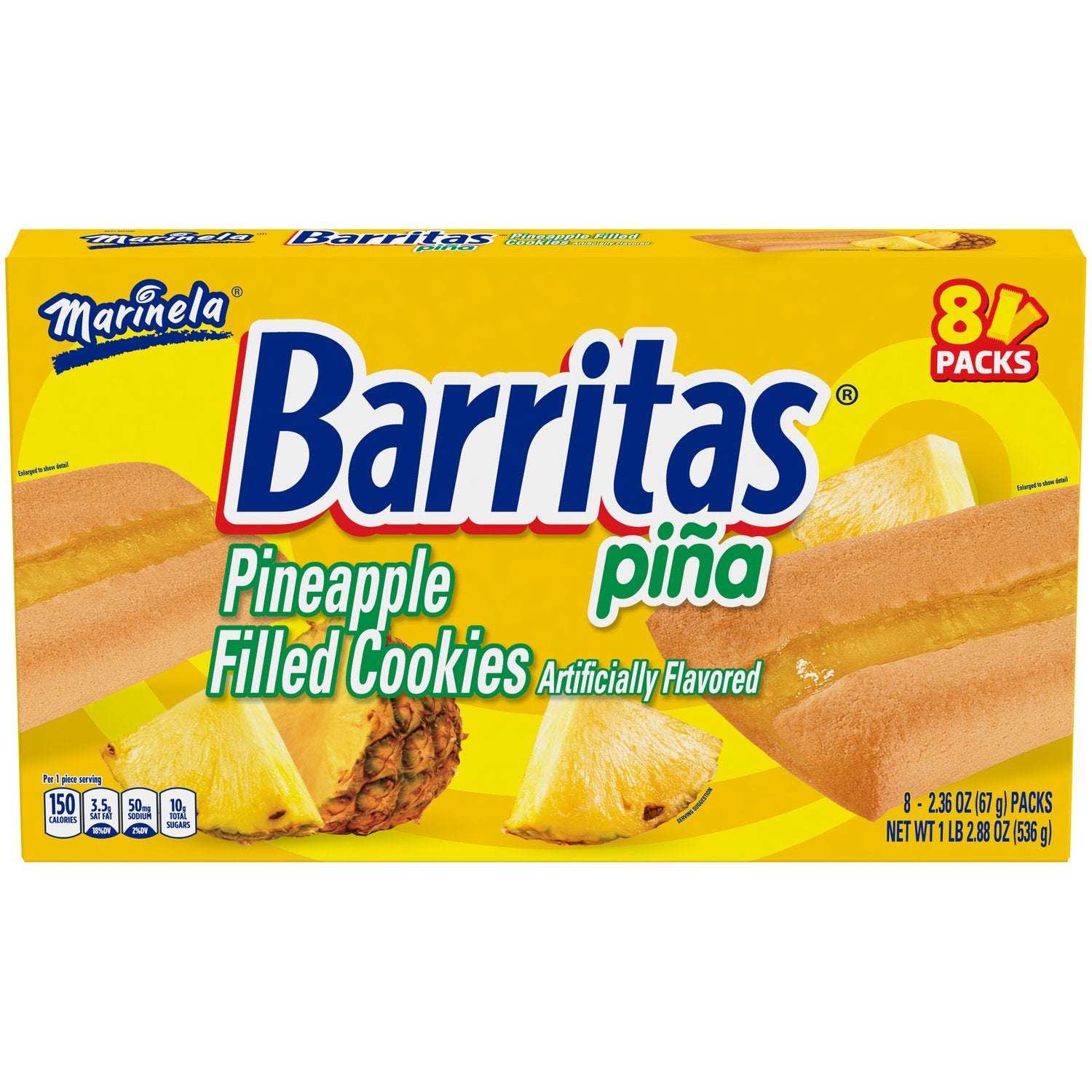 Marinela Barritas Pineapple Filled Cookies 2.36 oz 8 count