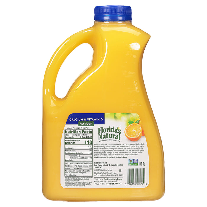 Florida's Natural No Pulp Calcium & Vitamin D Orange Juice 2.63 L