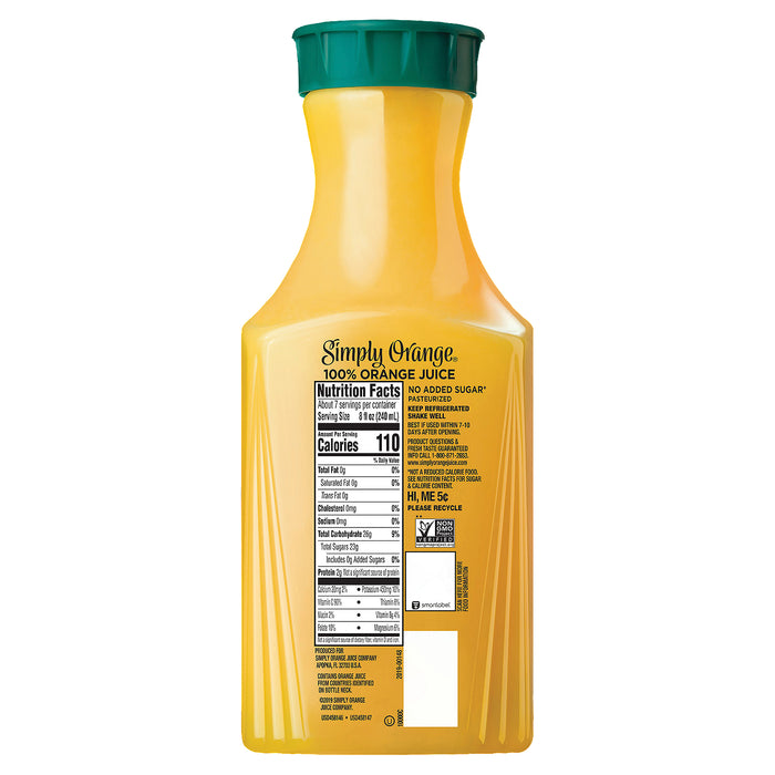 Botella de jugo sin pulpa de naranja Simply 52 fl oz