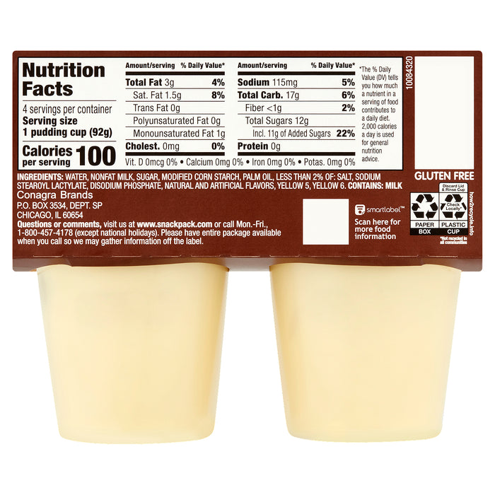 Snack Pack Vanilla Pudding 3.25 oz 4 count