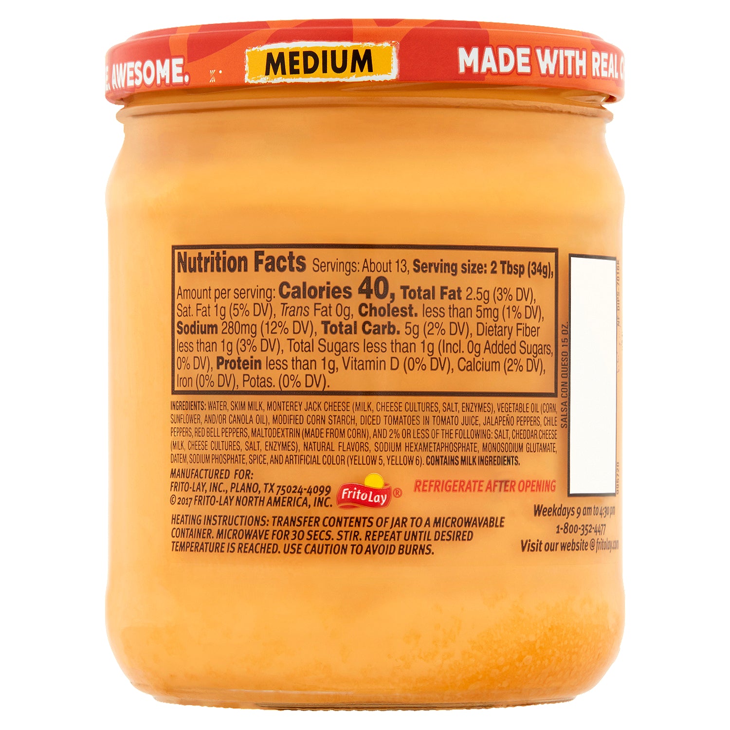 Tostitos Medium Salsa Con Queso 15 oz