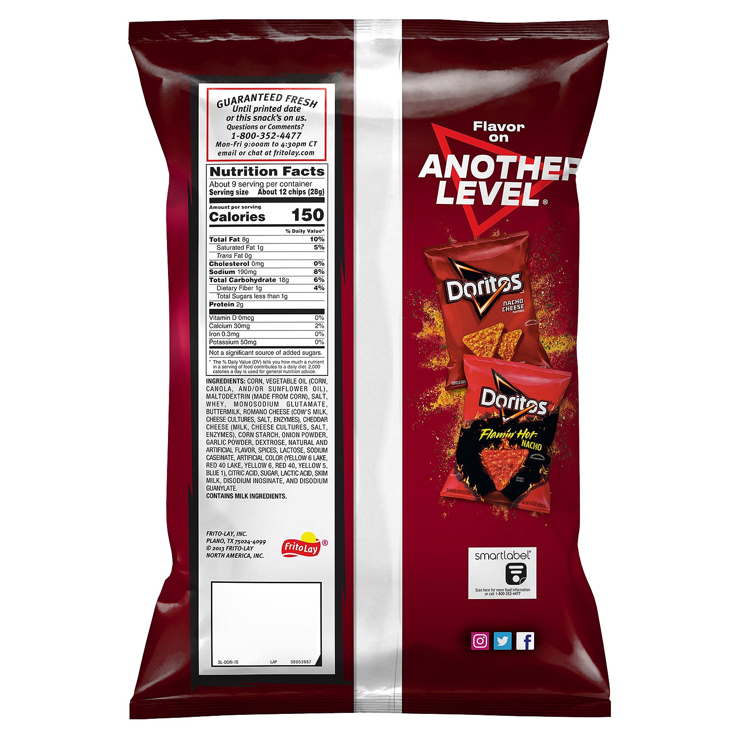Doritos Tortilla Chips Spicy Nacho Flavored 9.25 Oz