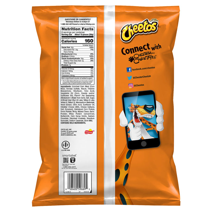 Cheetos Flamin' Hot Puffs Cheese Flavored Snacks 8 oz
