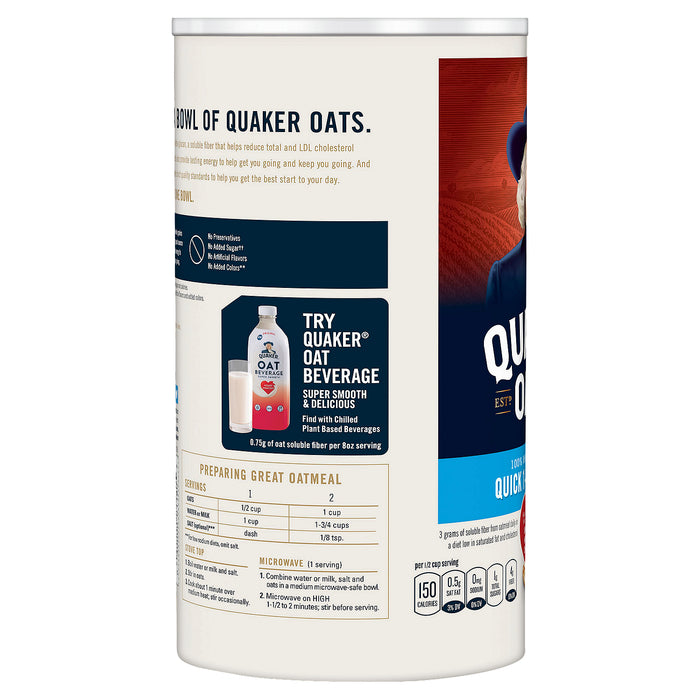 Quaker Whole Grain Oats Avena rápida de 1 minuto 18 oz