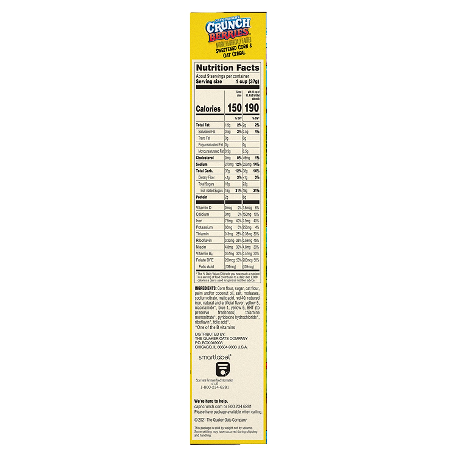 Cap'n Crunch's Crunch Berries Sweetened Corn &amp; Oat Cereal 11.7 oz