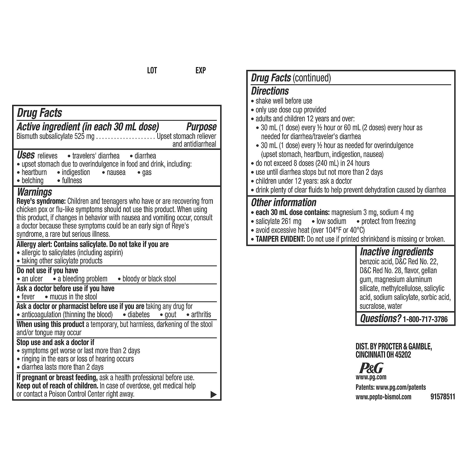 Pepto Bismol Liquid for Nausea Heartburn Indigestion Upset Stomach and Diarrhea Relief Original Flavor 16 oz
