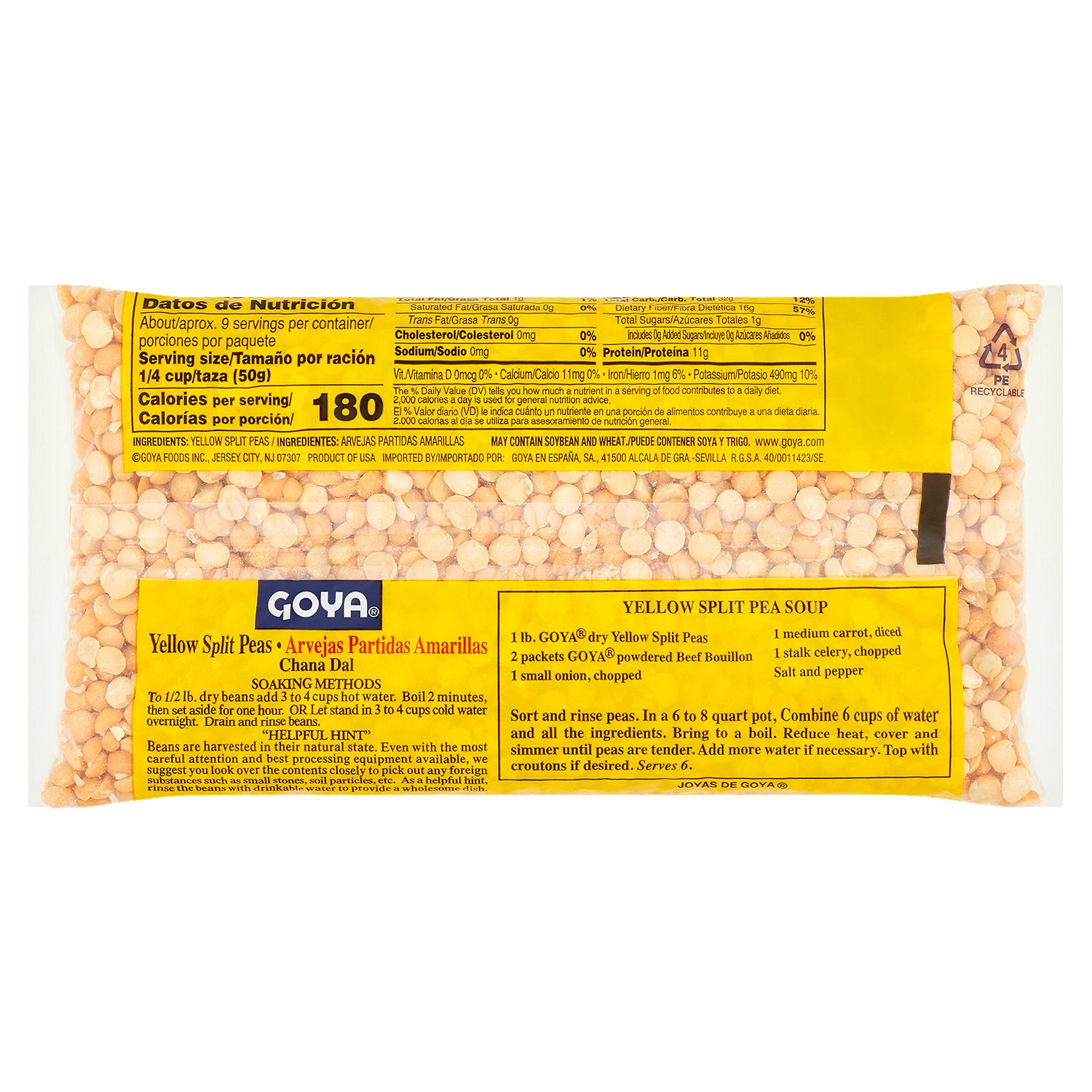 Goya Yellow Split Peas 16 oz