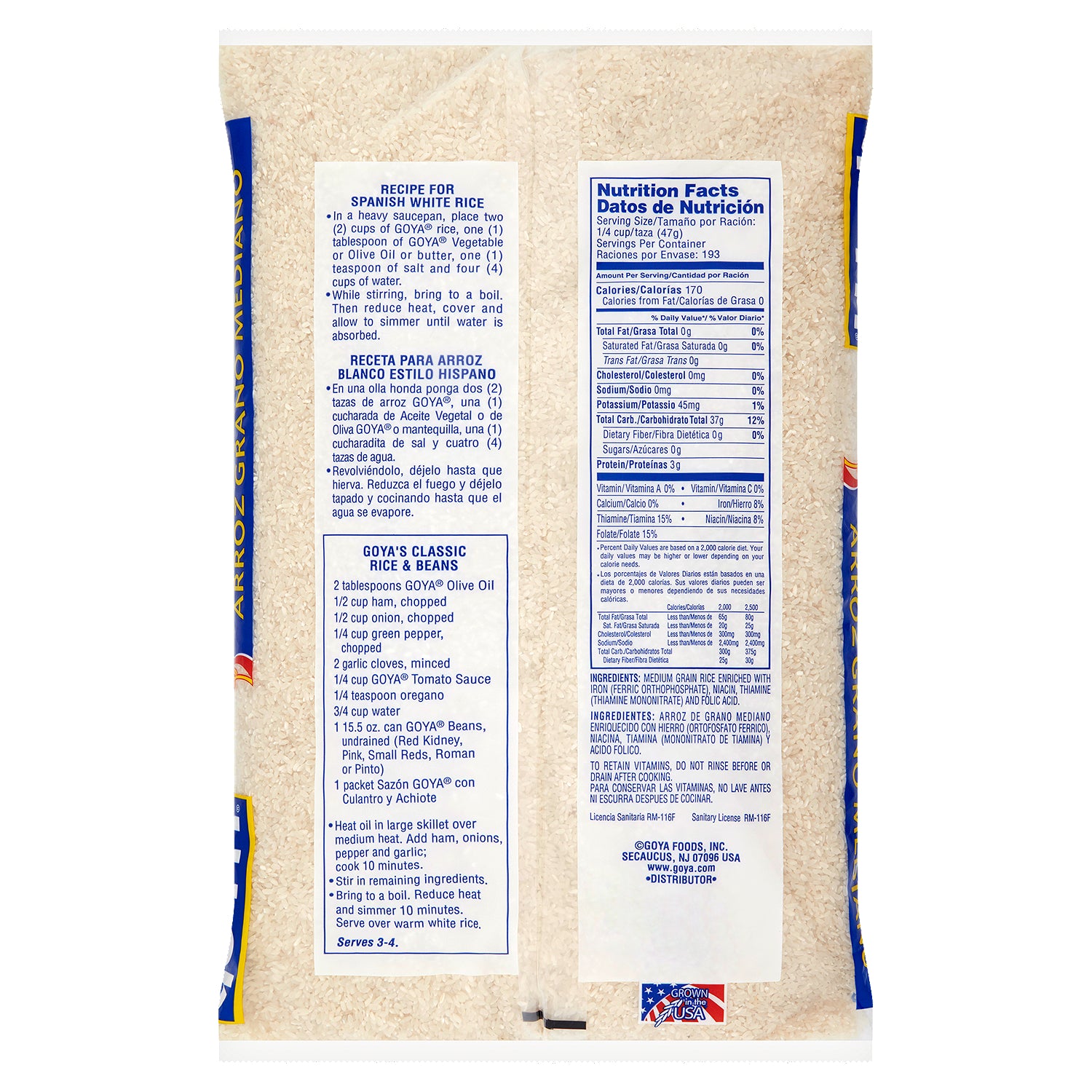 Goya Enriched Medium Grain Rice 20 lbs