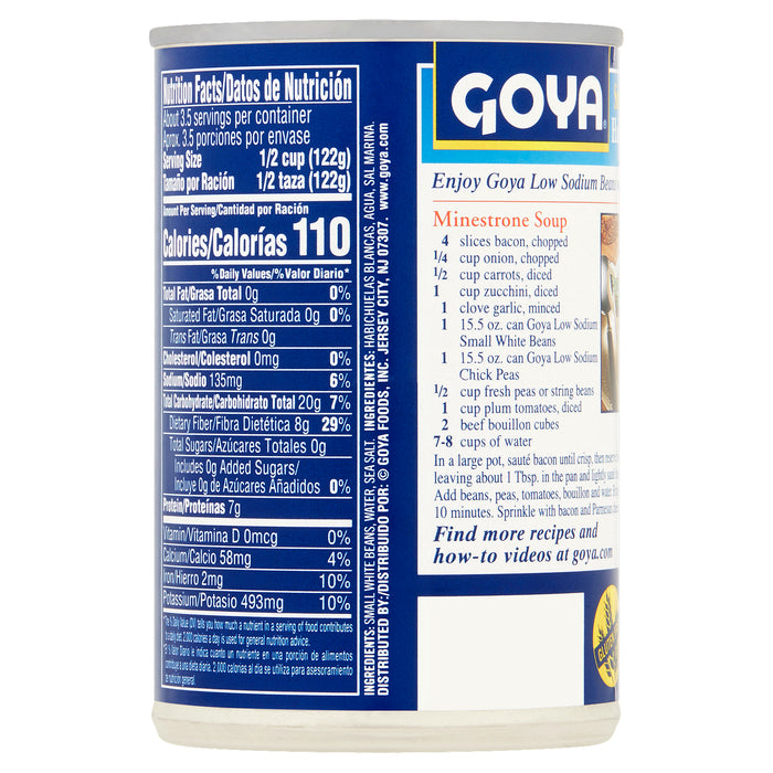 Goya Prime Premium Low Sodium Small White Beans 15.5 oz