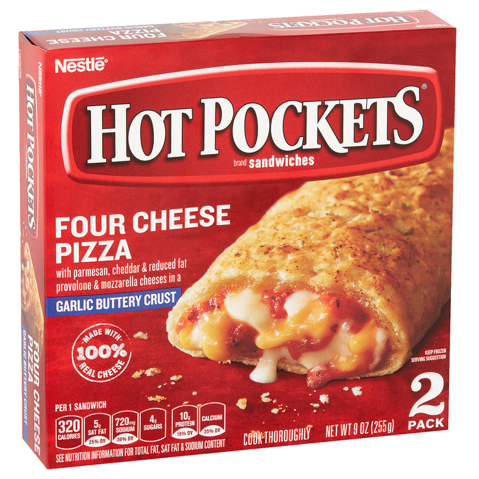 Hot Pockets Four Cheese Pizza Ajo Buttery Crust Sandwiches 2 unidades 9 oz