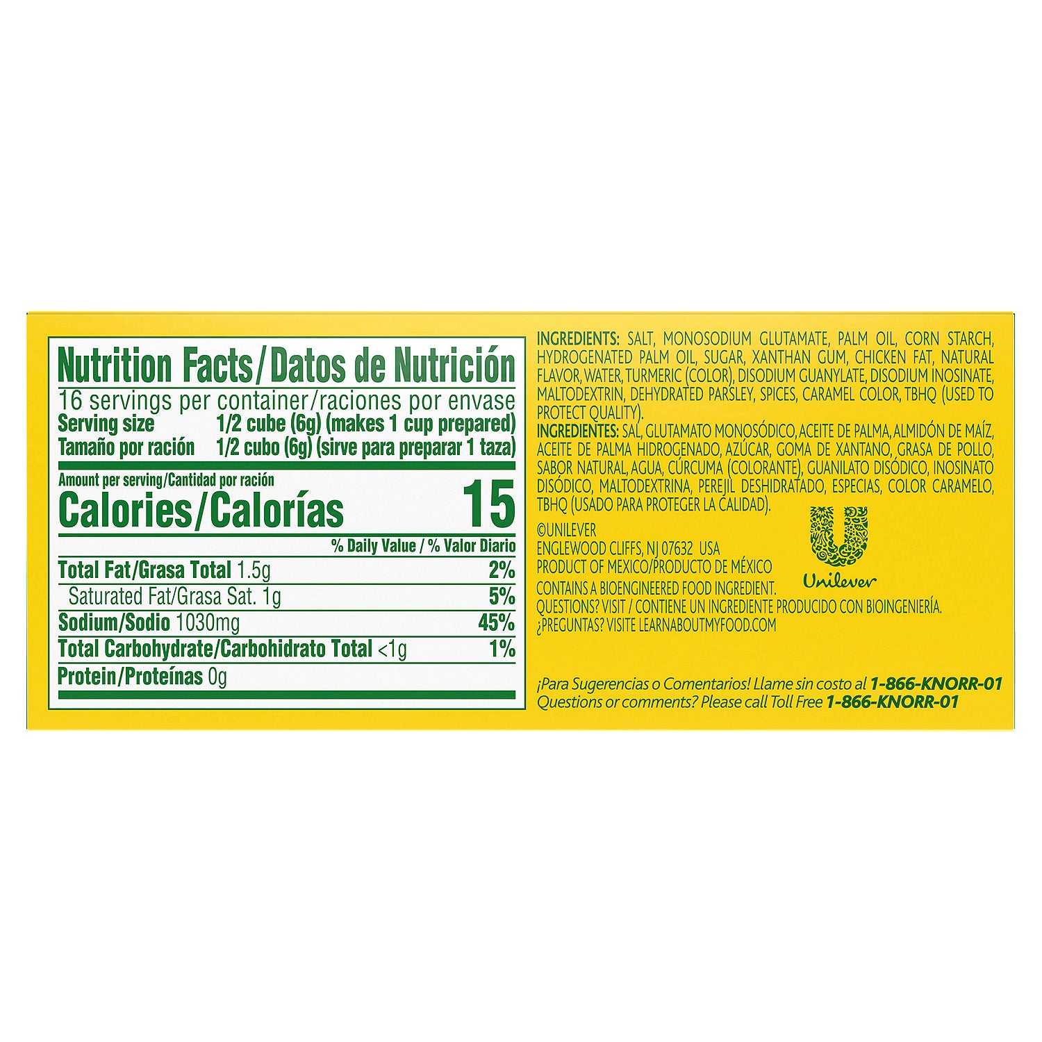 Knorr Chicken Flavor Bouillon Cubes 8 unidades 3.1 oz