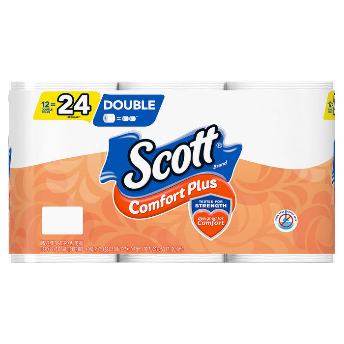 Scott ComfortPlus Toilet Paper Double Rolls 1 Ply Toilet Tissue