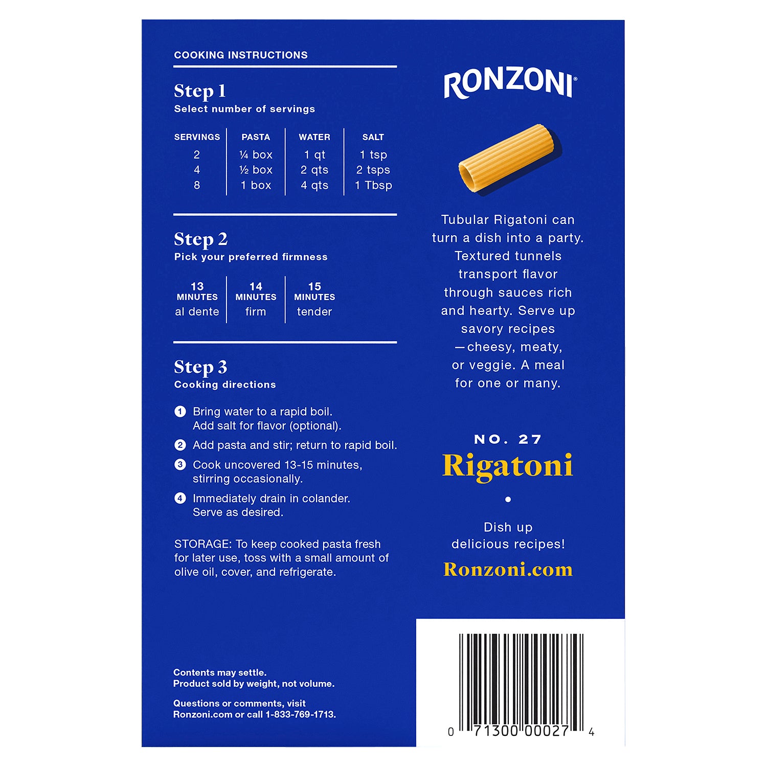 Ronzoni Rigatoni No. 27 Pasta 16 oz